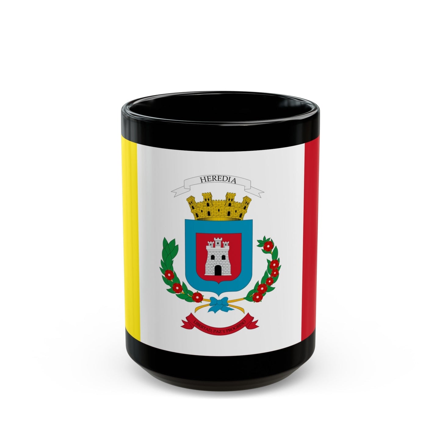 Flag of Heredia Province Costa Rica - Black Coffee Mug-15oz-The Sticker Space