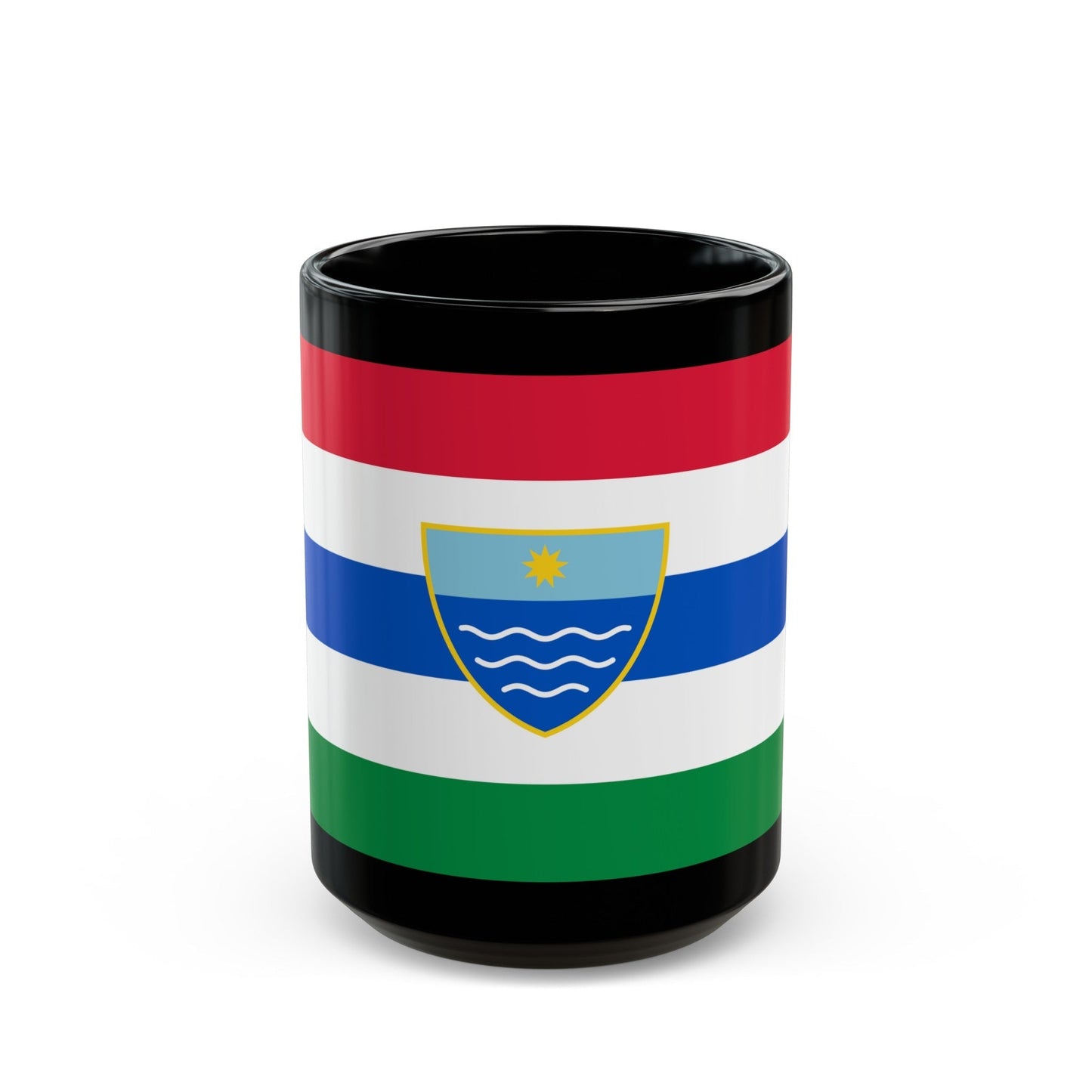 Flag of Herzegovina Neretva Canton Bosnia and Herzegovina - Black Coffee Mug-15oz-The Sticker Space