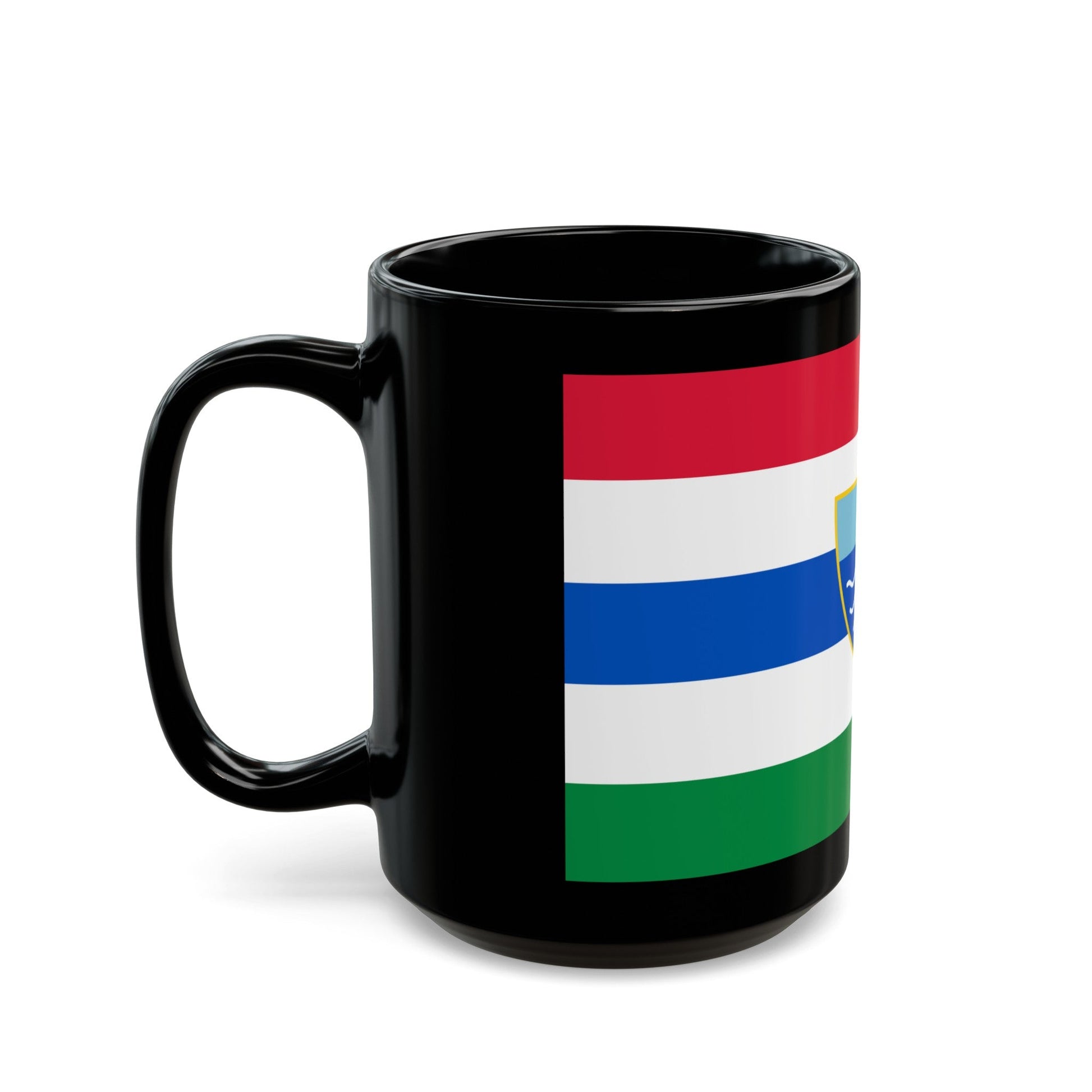 Flag of Herzegovina Neretva Canton Bosnia and Herzegovina - Black Coffee Mug-The Sticker Space