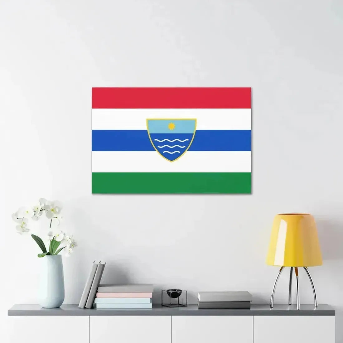 Flag of Herzegovina Neretva Canton Bosnia and Herzegovina - Canvas Wall Art - The Sticker Space