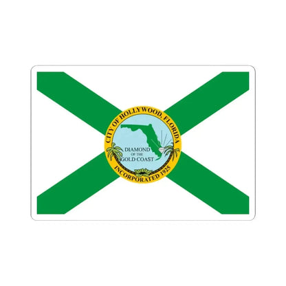 Flag of Hollywood Florida (United States) STICKER Vinyl Kiss-Cut Decal 2 Inch White - The Sticker Space