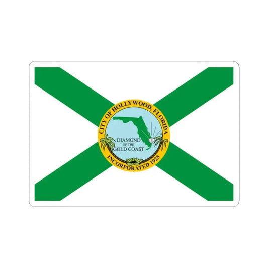Flag of Hollywood Florida (United States) STICKER Vinyl Kiss-Cut Decal 2 Inch White - The Sticker Space