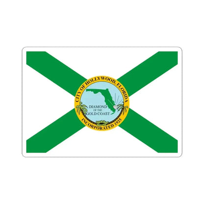 Flag of Hollywood Florida (United States) STICKER Vinyl Kiss-Cut Decal 3 Inch White - The Sticker Space