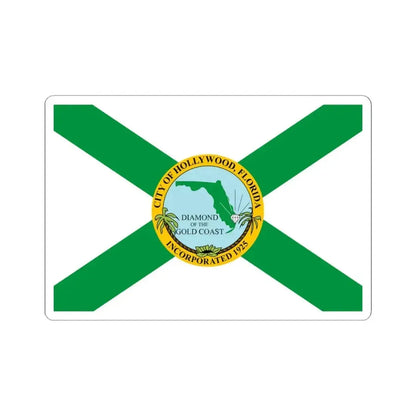 Flag of Hollywood Florida (United States) STICKER Vinyl Kiss-Cut Decal 4 Inch White - The Sticker Space