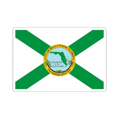 Flag of Hollywood Florida (United States) STICKER Vinyl Kiss-Cut Decal 6 Inch White - The Sticker Space
