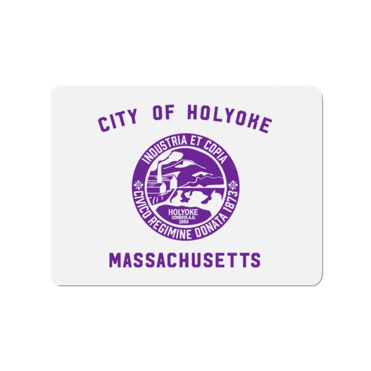 Flag of Holyoke Massachusetts - Die-Cut Magnet-2" x 2"-The Sticker Space