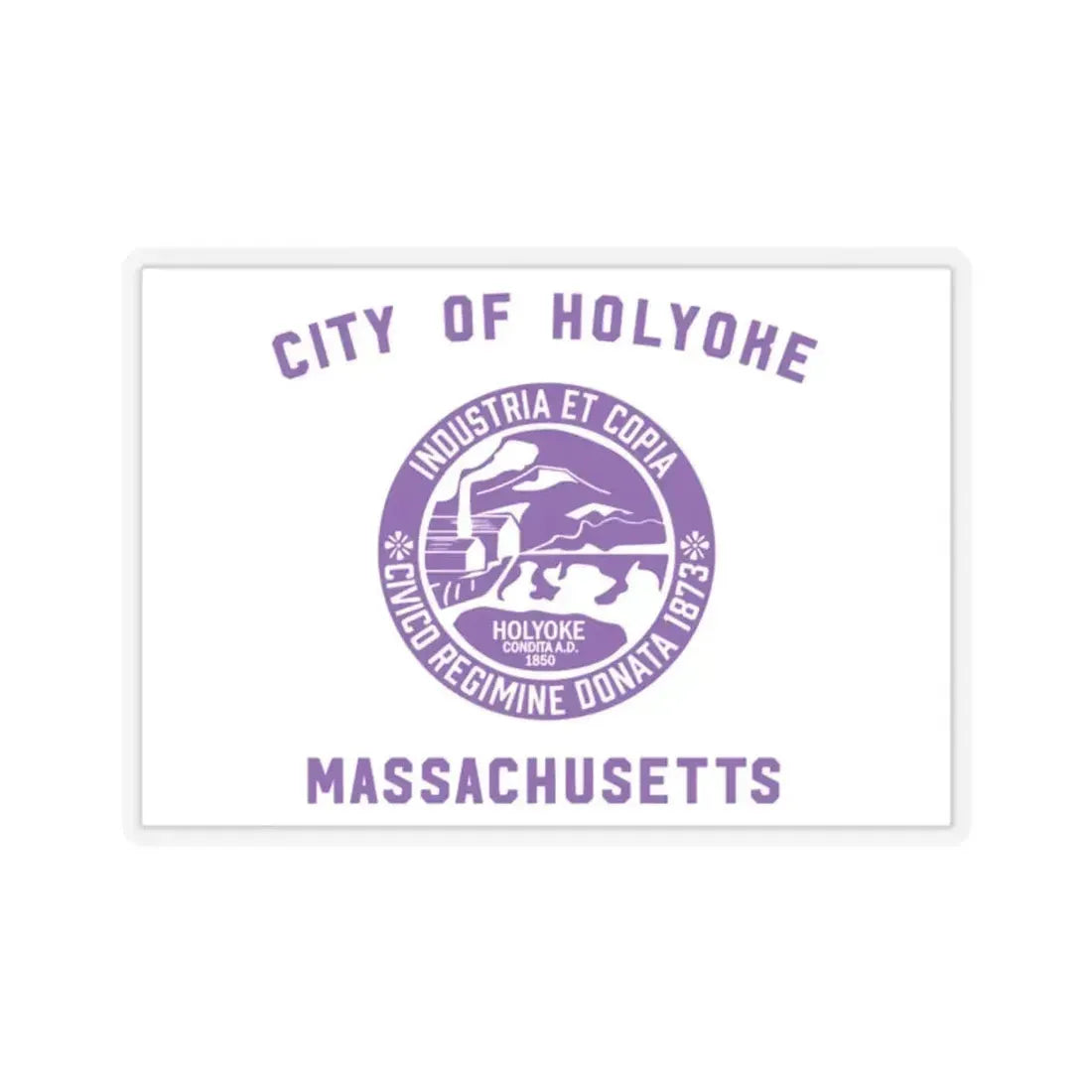 Flag of Holyoke, Massachusetts - STICKER Vinyl Kiss-Cut Decal 2 Inch Transparent - The Sticker Space