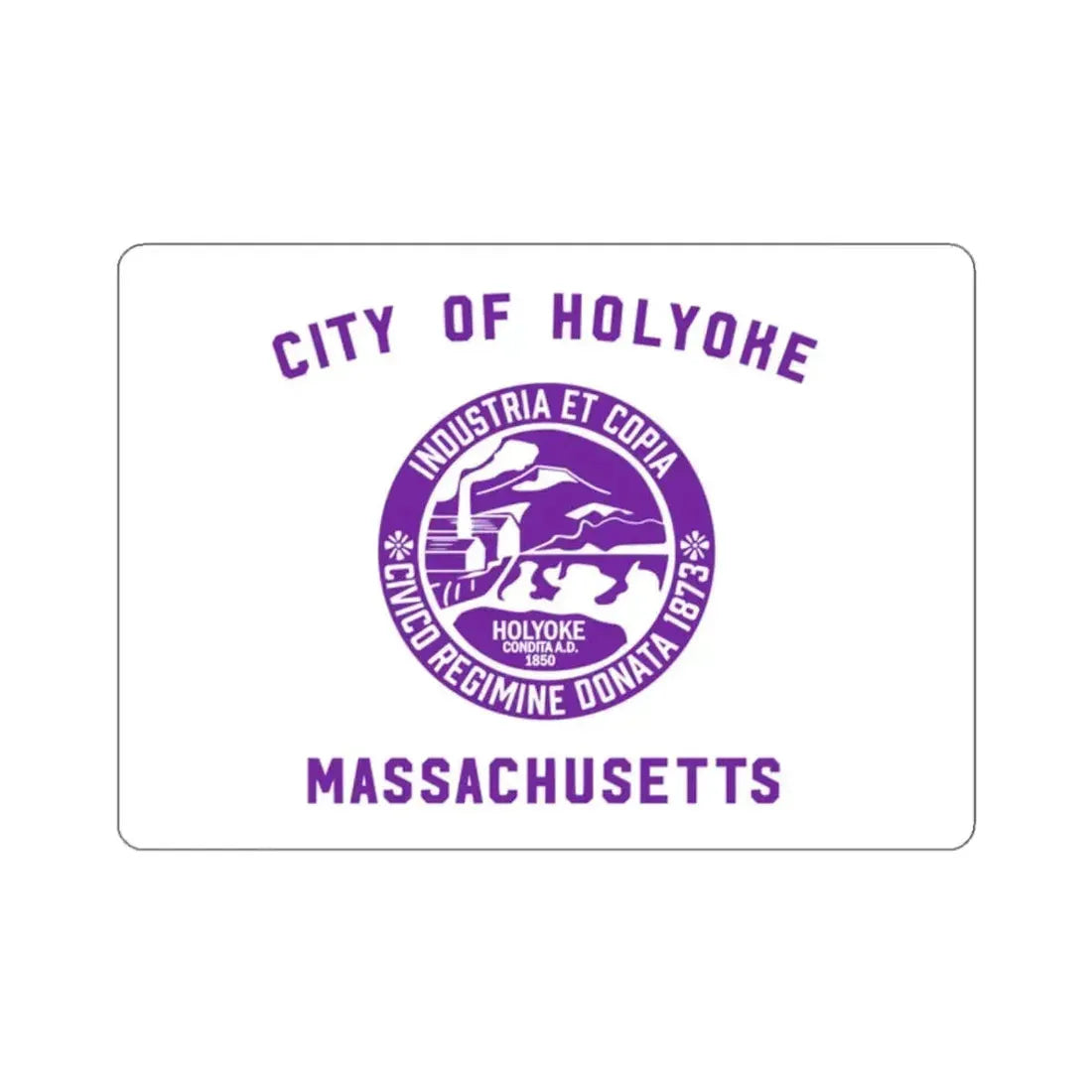 Flag of Holyoke, Massachusetts - STICKER Vinyl Kiss-Cut Decal 2 Inch White - The Sticker Space