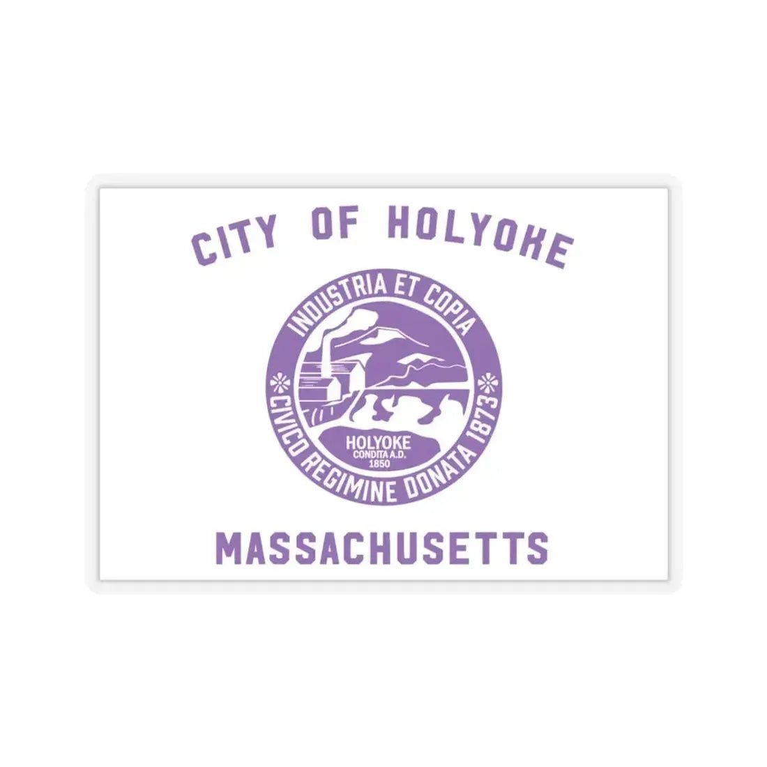 Flag of Holyoke, Massachusetts - STICKER Vinyl Kiss-Cut Decal 3 Inch Transparent - The Sticker Space
