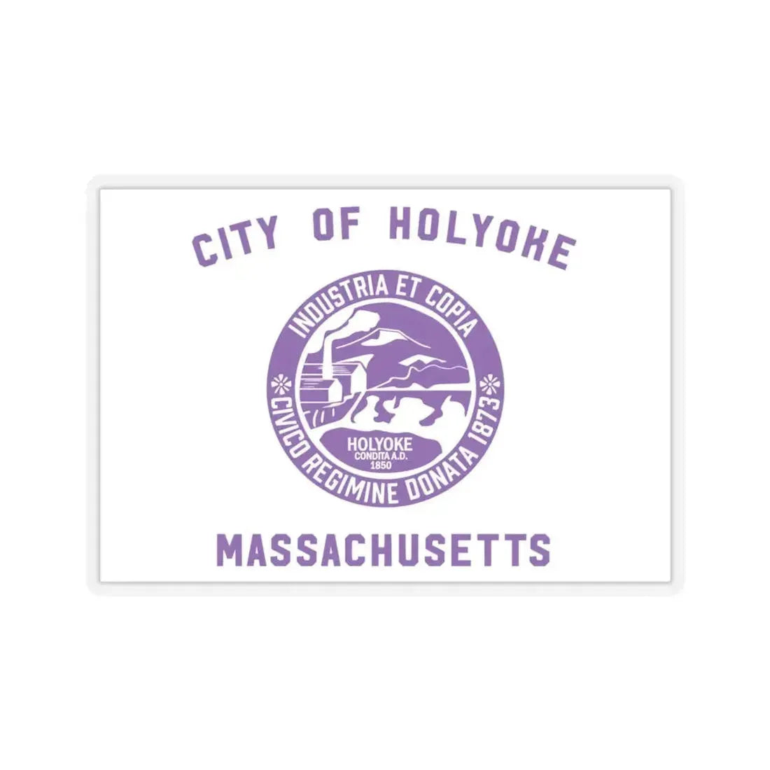 Flag of Holyoke, Massachusetts - STICKER Vinyl Kiss-Cut Decal 4 Inch Transparent - The Sticker Space