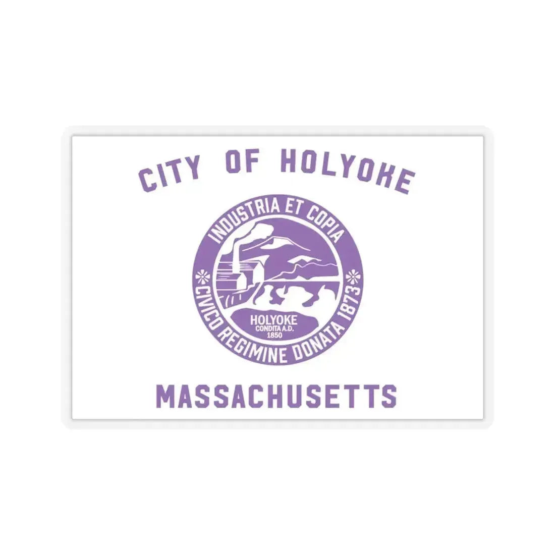 Flag of Holyoke, Massachusetts - STICKER Vinyl Kiss-Cut Decal 6 Inch Transparent - The Sticker Space