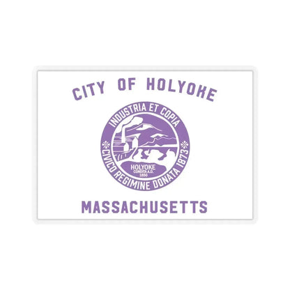 Flag of Holyoke, Massachusetts - STICKER Vinyl Kiss-Cut Decal 6 Inch Transparent - The Sticker Space