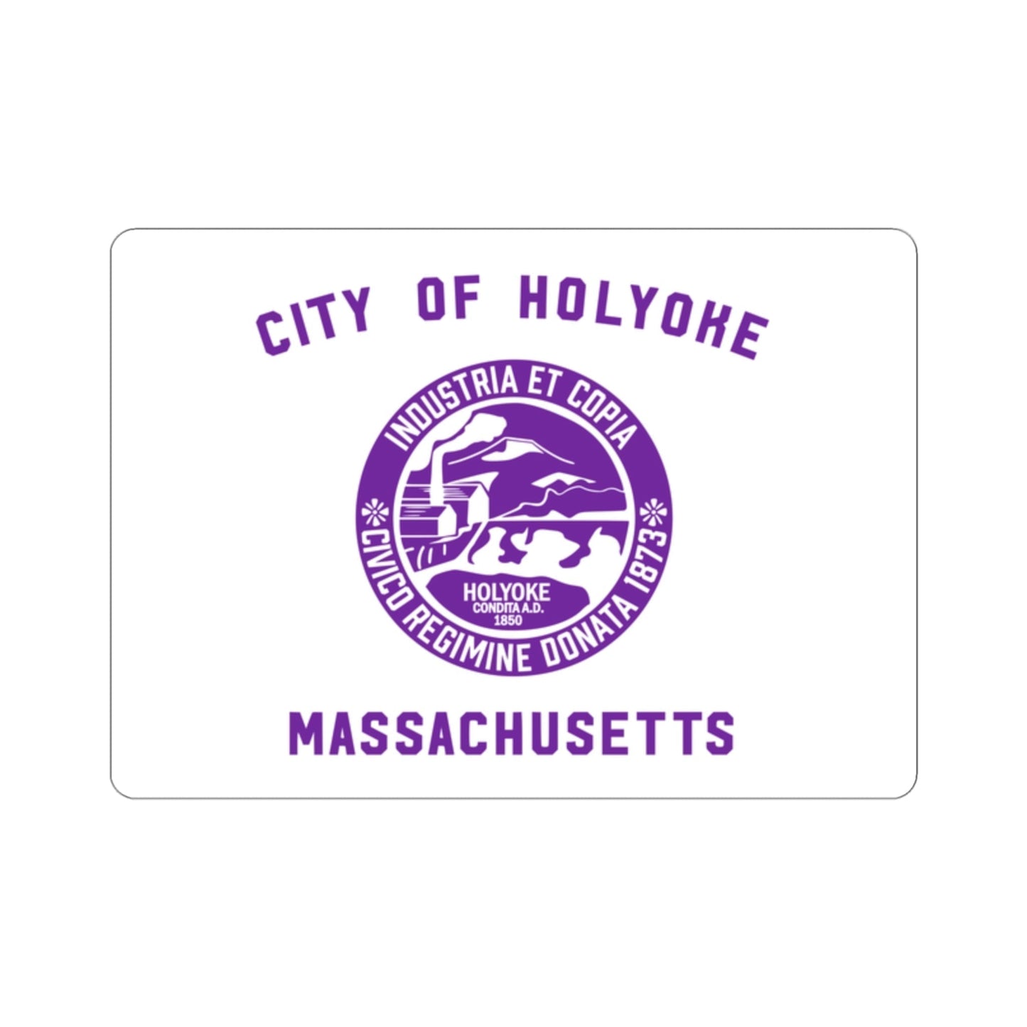 Flag of Holyoke Massachusetts USA STICKER Vinyl Die-Cut Decal-2 Inch-The Sticker Space