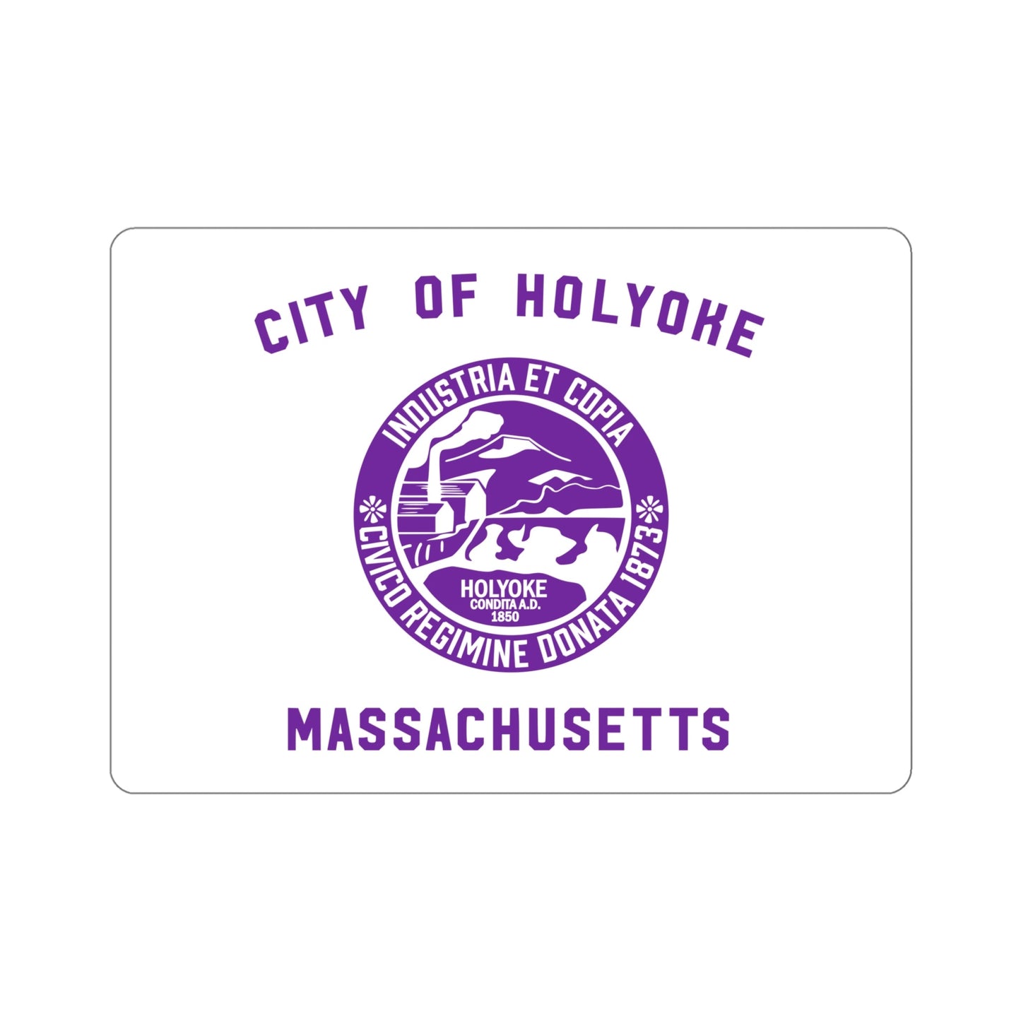 Flag of Holyoke Massachusetts USA STICKER Vinyl Die-Cut Decal-6 Inch-The Sticker Space