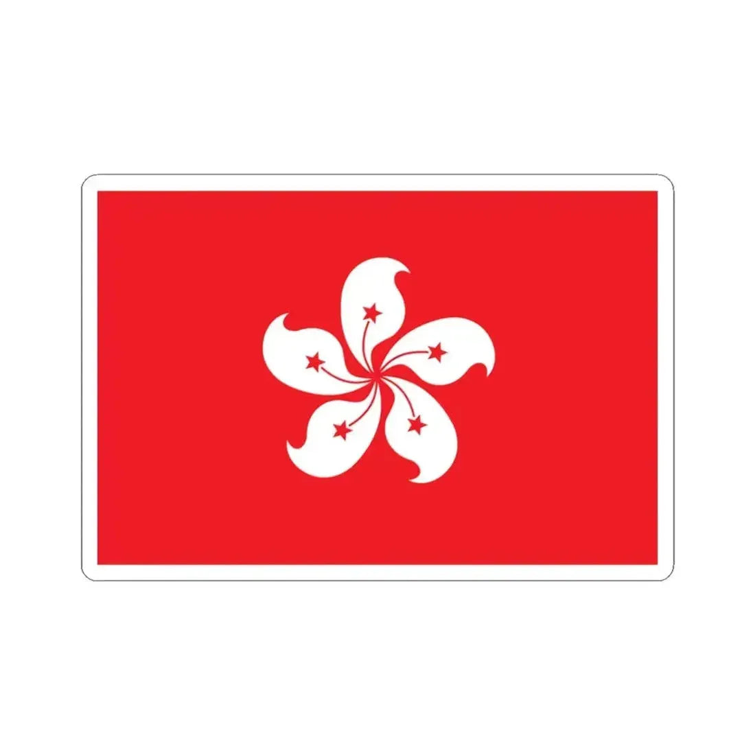 Flag of Hong Kong 1990 (China) STICKER Vinyl Kiss-Cut Decal 3 Inch White - The Sticker Space
