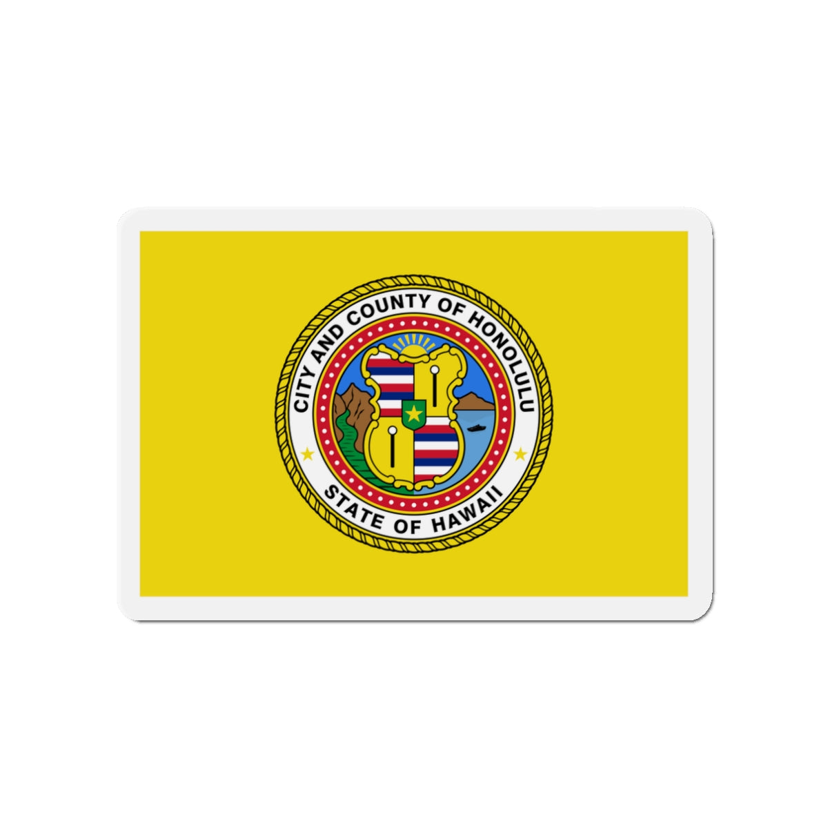 Flag of Honolulu Hawaii - Die-Cut Magnet-3" x 3"-The Sticker Space