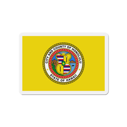 Flag of Honolulu Hawaii - Die-Cut Magnet-4" x 4"-The Sticker Space