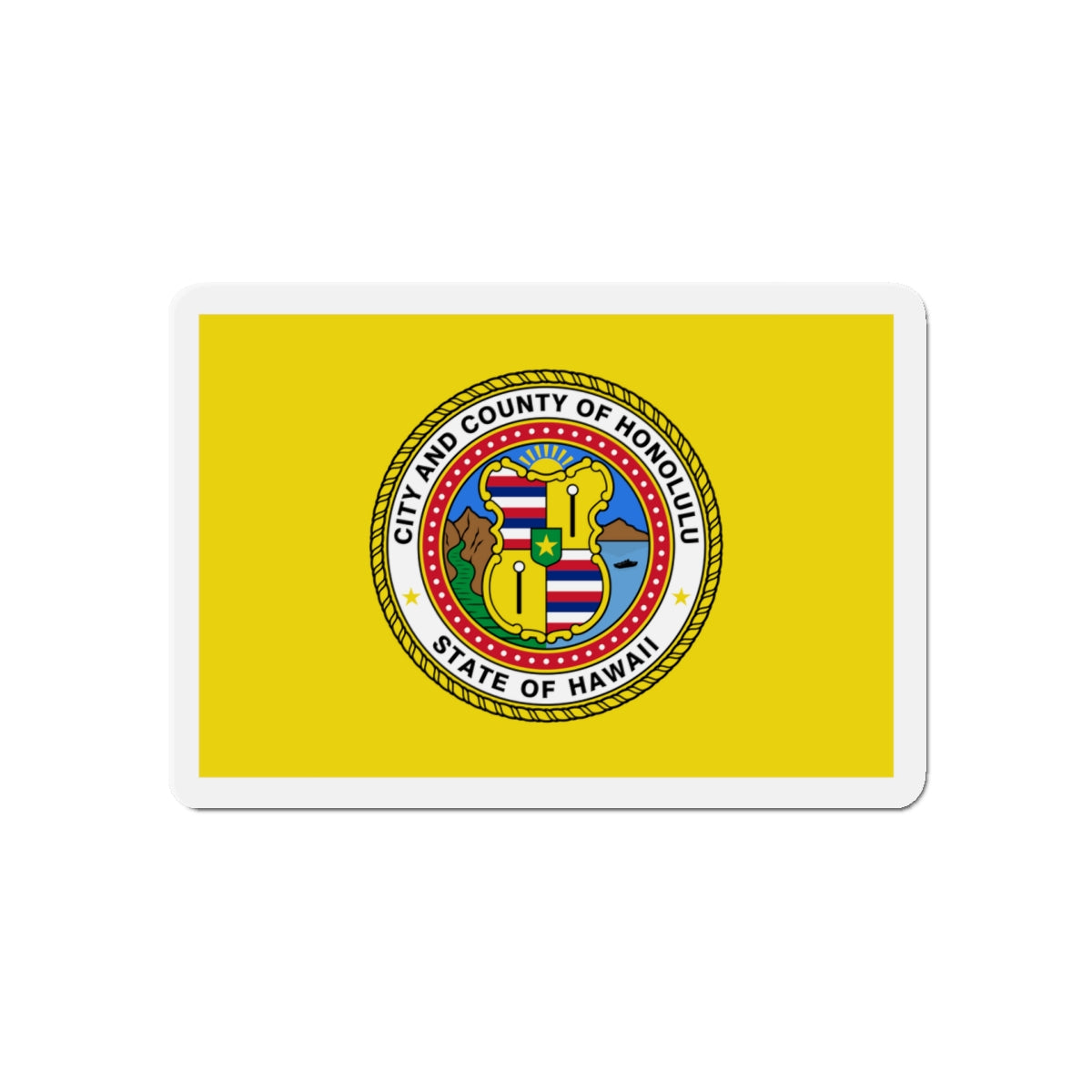 Flag of Honolulu Hawaii - Die-Cut Magnet-5" x 5"-The Sticker Space