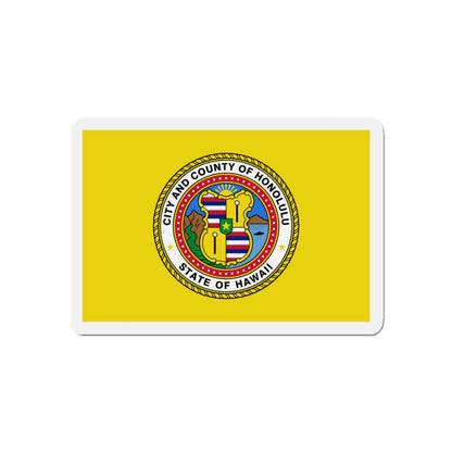 Flag of Honolulu Hawaii - Die-Cut Magnet-5" x 5"-The Sticker Space