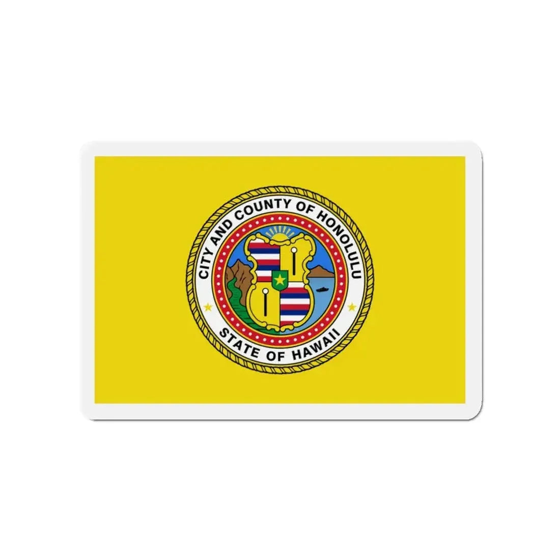 Flag of Honolulu Hawaii - Refrigerator Magnet 3 Inch - The Sticker Space