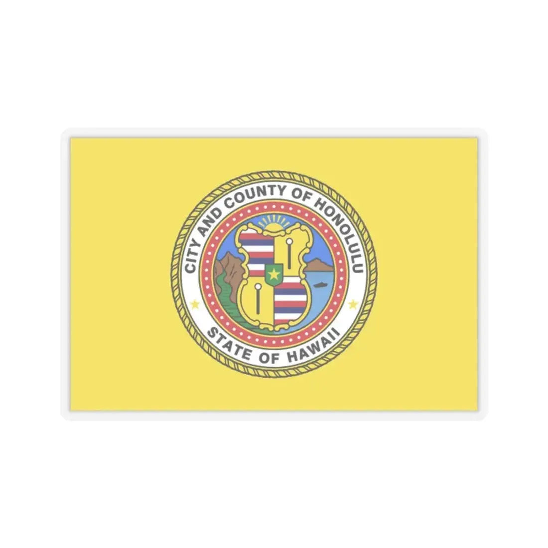 Flag of Honolulu, Hawaii - STICKER Vinyl Kiss-Cut Decal 2 Inch Transparent - The Sticker Space