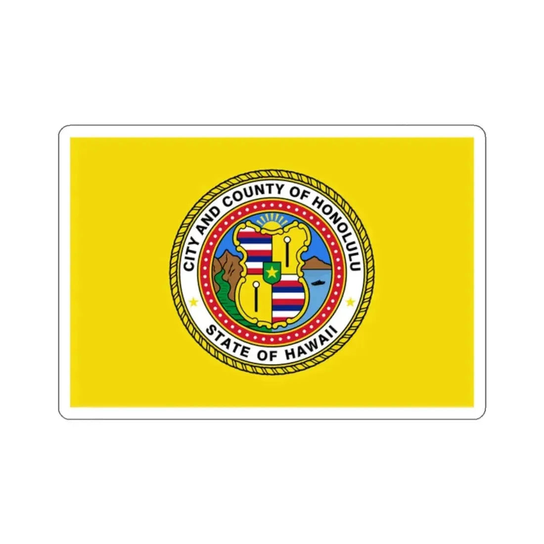 Flag of Honolulu, Hawaii - STICKER Vinyl Kiss-Cut Decal 2 Inch White - The Sticker Space