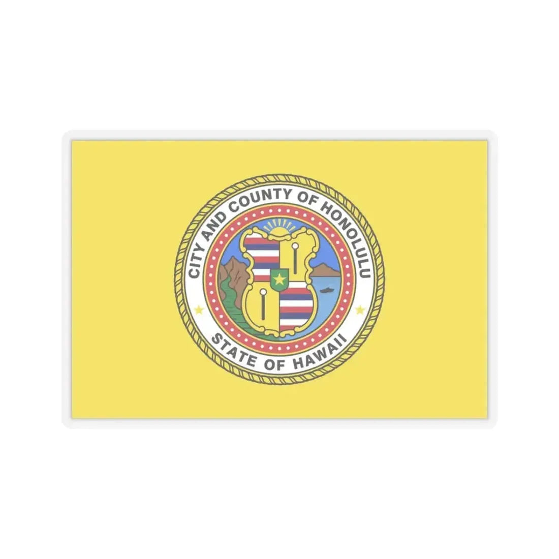 Flag of Honolulu, Hawaii - STICKER Vinyl Kiss-Cut Decal 3 Inch Transparent - The Sticker Space