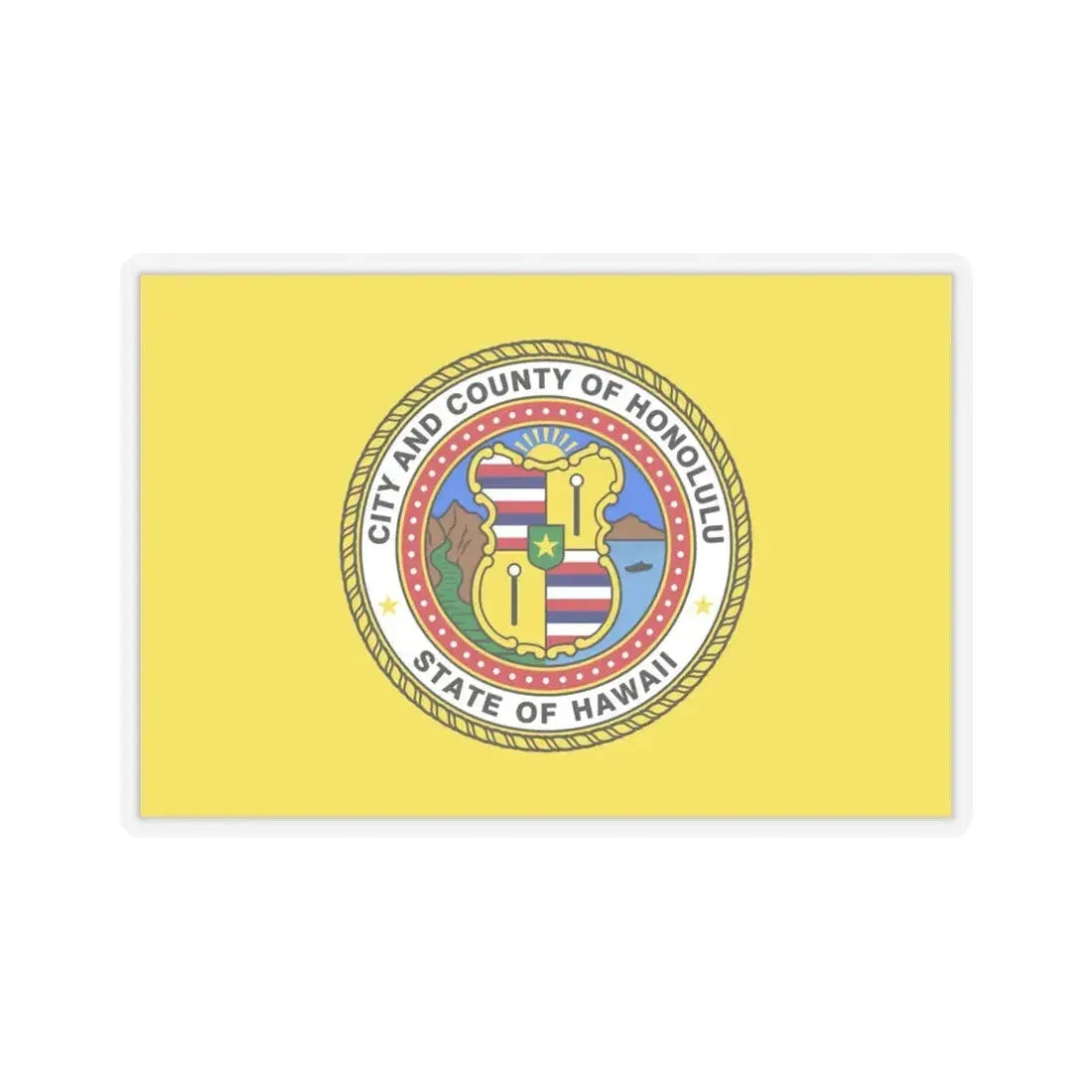 Flag of Honolulu, Hawaii - STICKER Vinyl Kiss-Cut Decal 4 Inch Transparent - The Sticker Space