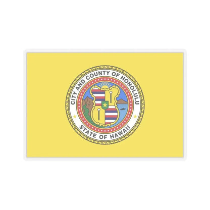 Flag of Honolulu, Hawaii - STICKER Vinyl Kiss-Cut Decal 4 Inch Transparent - The Sticker Space