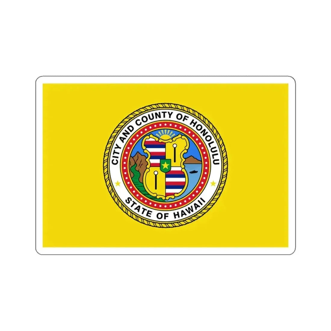 Flag of Honolulu, Hawaii - STICKER Vinyl Kiss-Cut Decal 4 Inch White - The Sticker Space