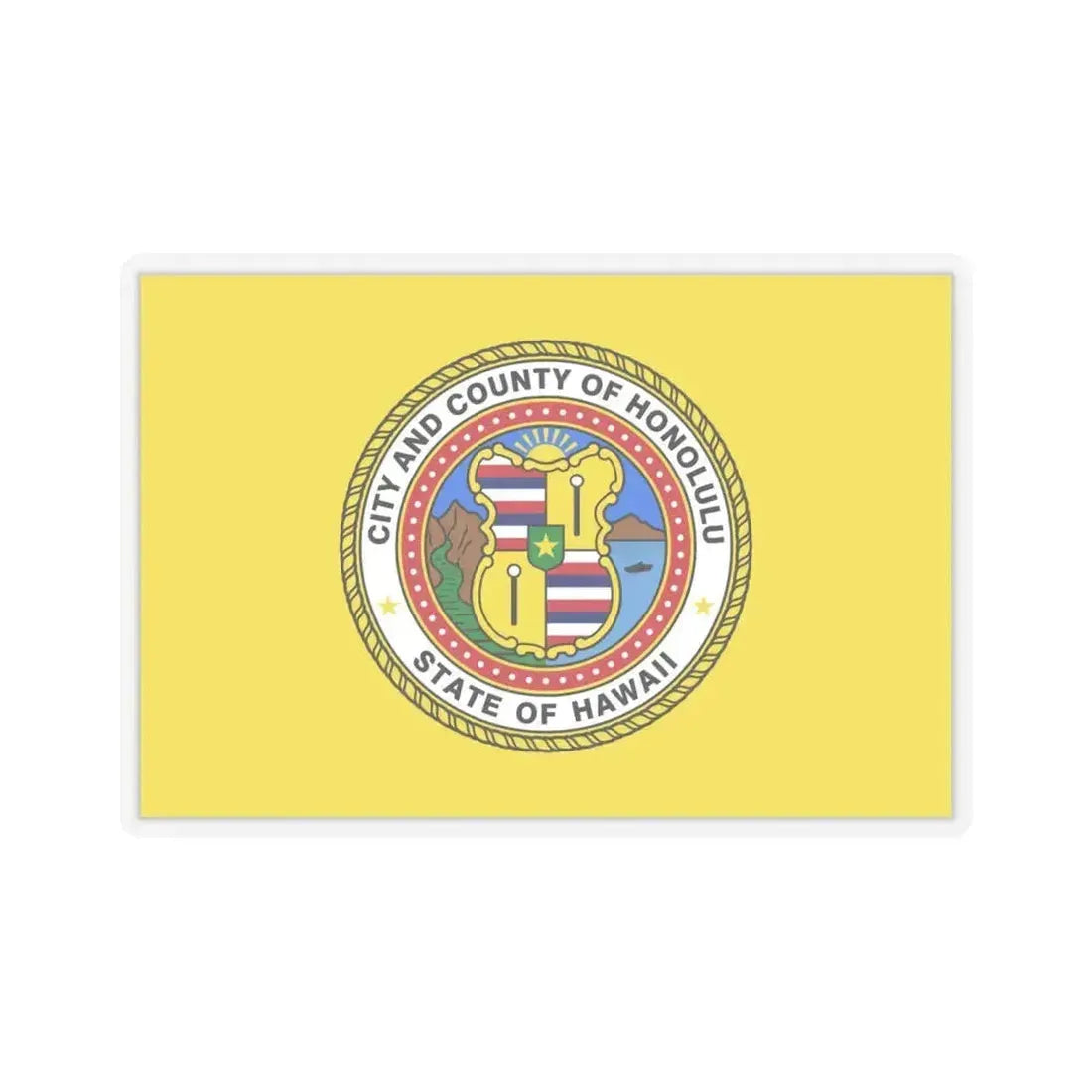 Flag of Honolulu, Hawaii - STICKER Vinyl Kiss-Cut Decal 6 Inch Transparent - The Sticker Space