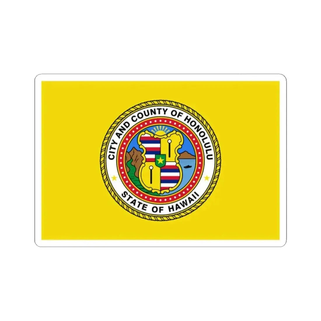 Flag of Honolulu Hawaii (United States) STICKER Vinyl Kiss-Cut Decal 2 Inch White - The Sticker Space