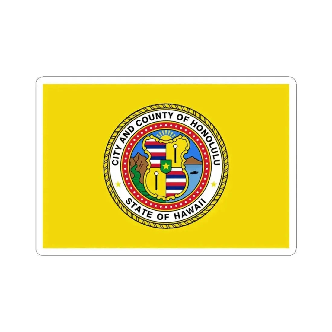 Flag of Honolulu Hawaii (United States) STICKER Vinyl Kiss-Cut Decal 3 Inch White - The Sticker Space