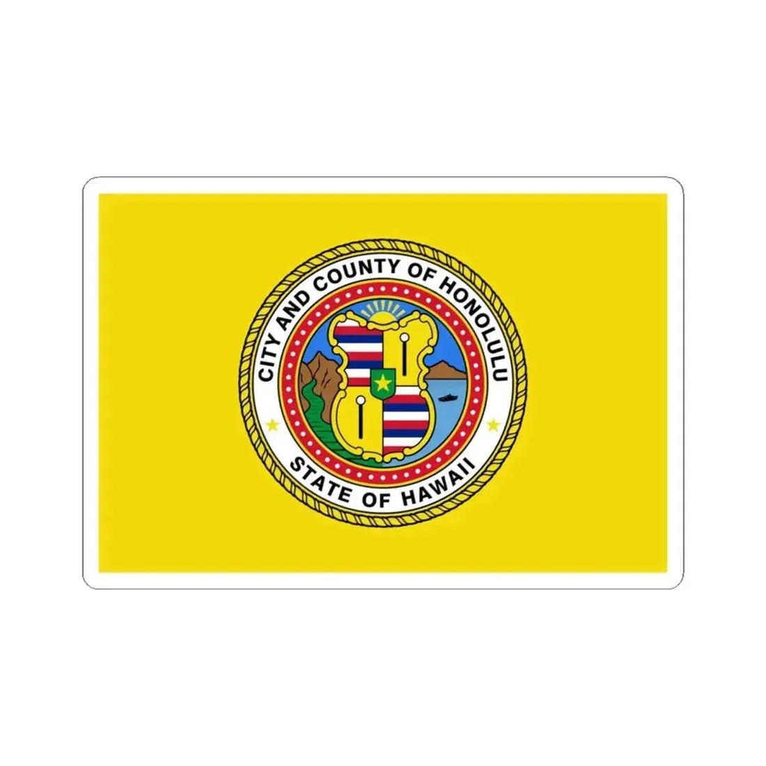 Flag of Honolulu Hawaii (United States) STICKER Vinyl Kiss-Cut Decal 4 Inch White - The Sticker Space