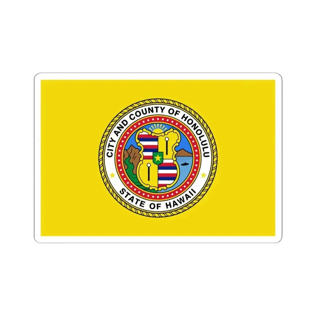Flag of Honolulu Hawaii (United States) STICKER Vinyl Kiss-Cut Decal 6 Inch White - The Sticker Space