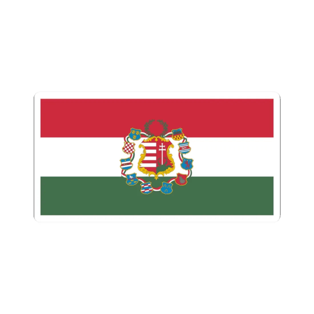 Flag of Hungary with great coat of arms 1849 (Hungary) STICKER Vinyl Kiss-Cut Decal 2 Inch White - The Sticker Space