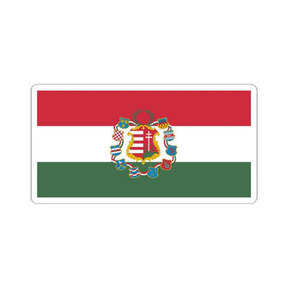 Flag of Hungary with great coat of arms 1849 (Hungary) STICKER Vinyl Kiss-Cut Decal 6 Inch White - The Sticker Space