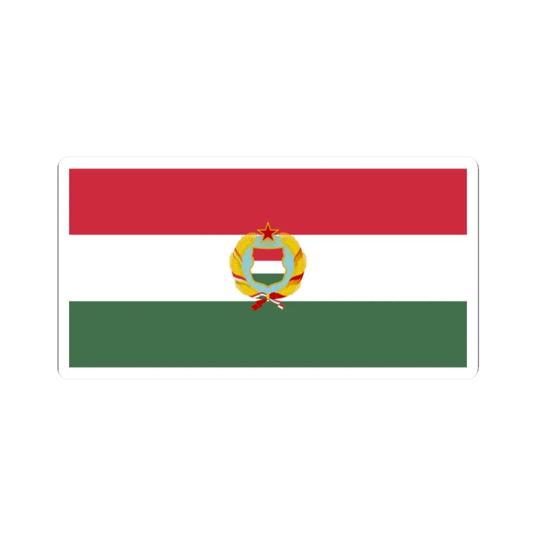 Flag of Hungary with Kadar coat of arms (Hungary) STICKER Vinyl Kiss-Cut Decal 2 Inch White - The Sticker Space
