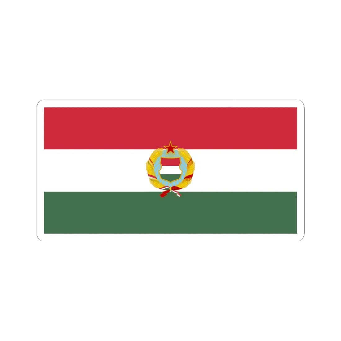 Flag of Hungary with Kadar coat of arms (Hungary) STICKER Vinyl Kiss-Cut Decal 3 Inch White - The Sticker Space