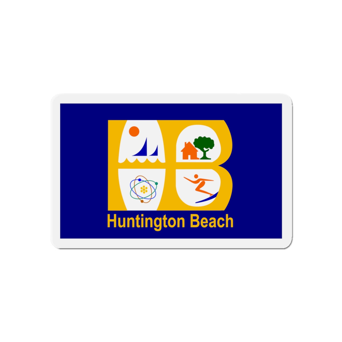 Flag of Huntington Beach California - Die-Cut Magnet-4" x 4"-The Sticker Space