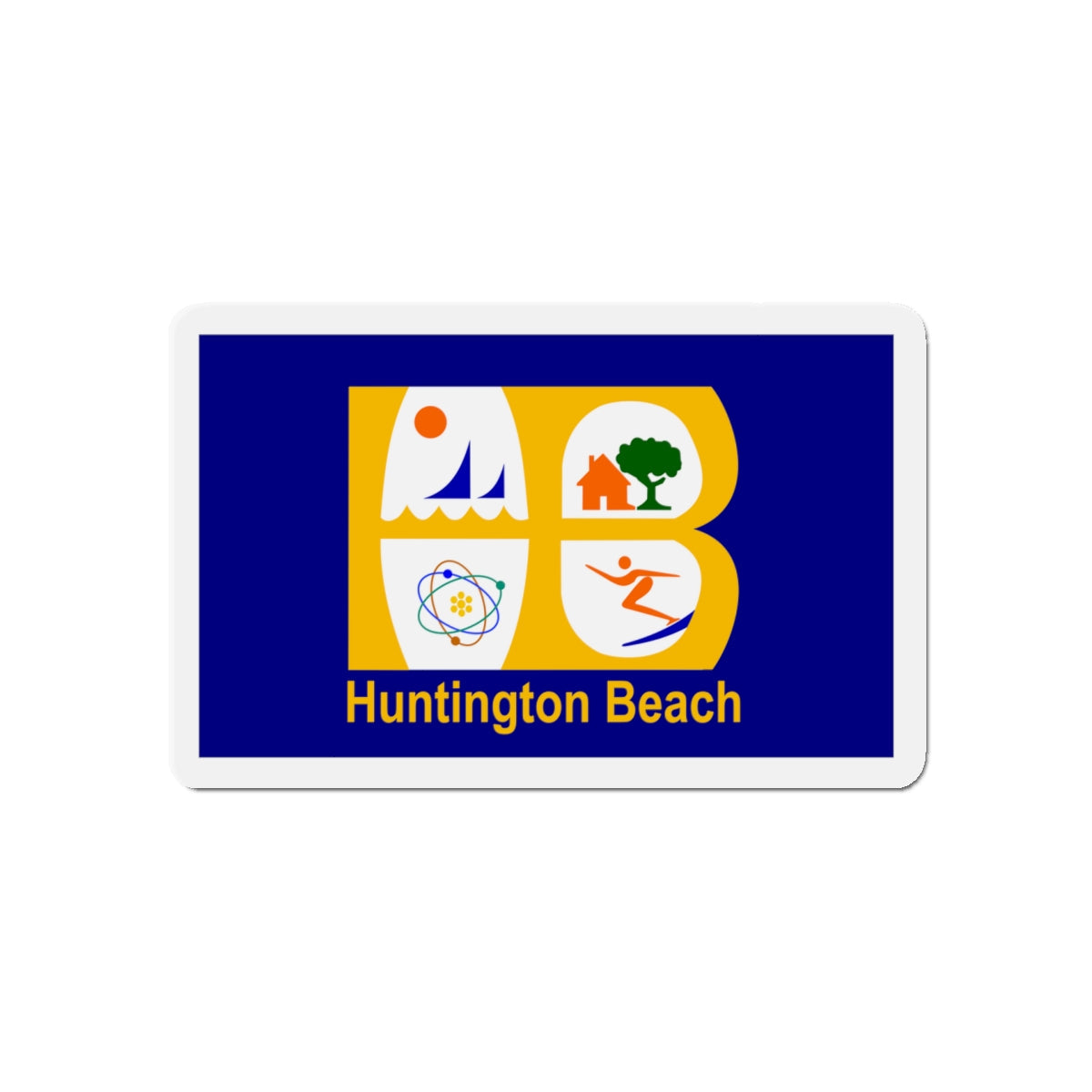 Flag of Huntington Beach California - Die-Cut Magnet-5" x 5"-The Sticker Space