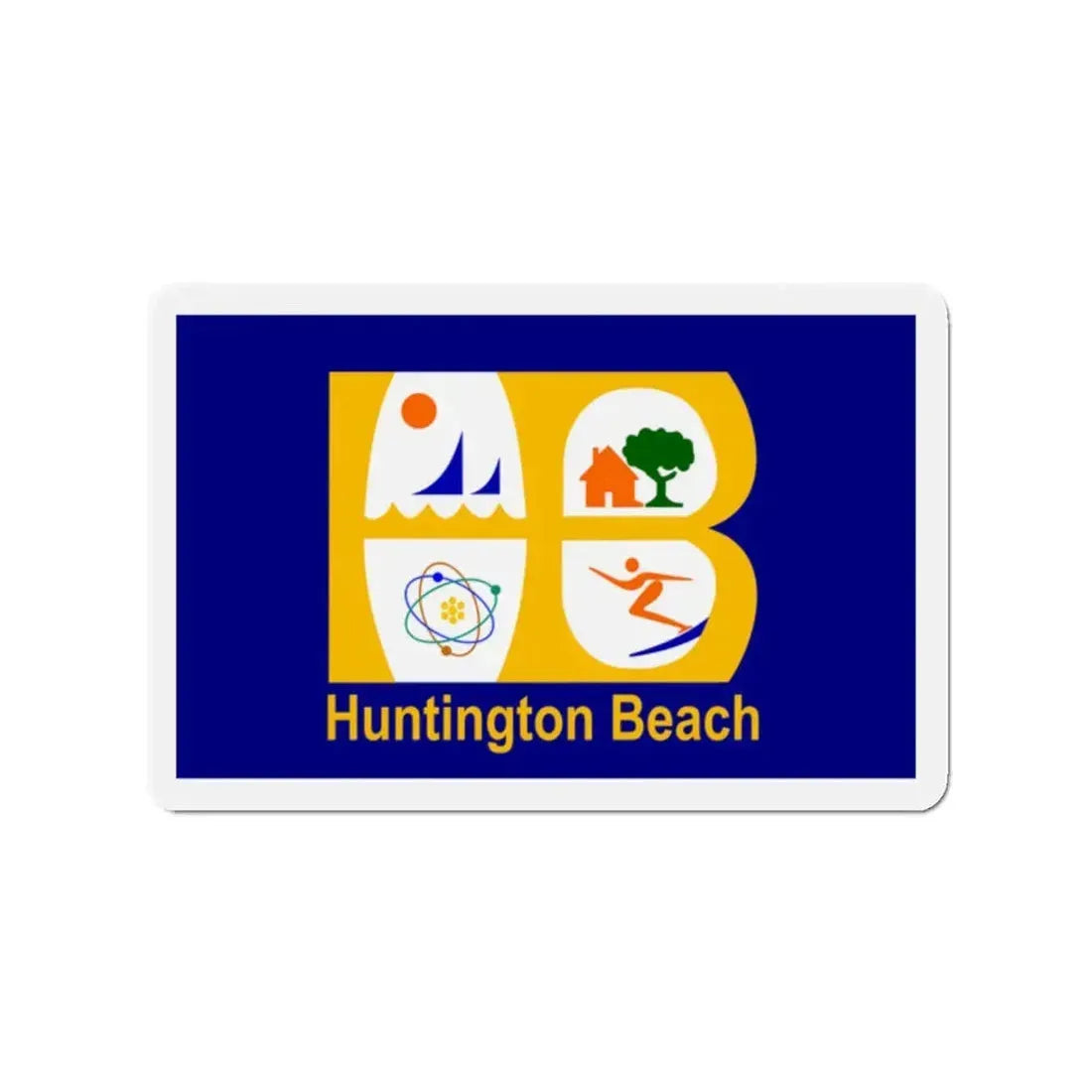 Flag of Huntington Beach California - Refrigerator Magnet 2 Inch - The Sticker Space