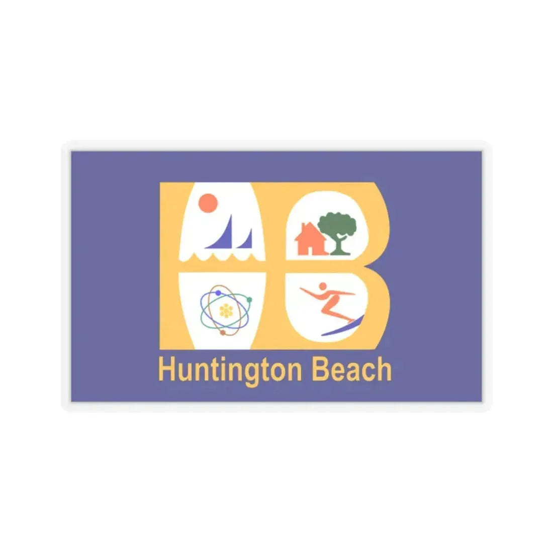 Flag of Huntington Beach, California - STICKER Vinyl Kiss-Cut Decal 2 Inch Transparent - The Sticker Space