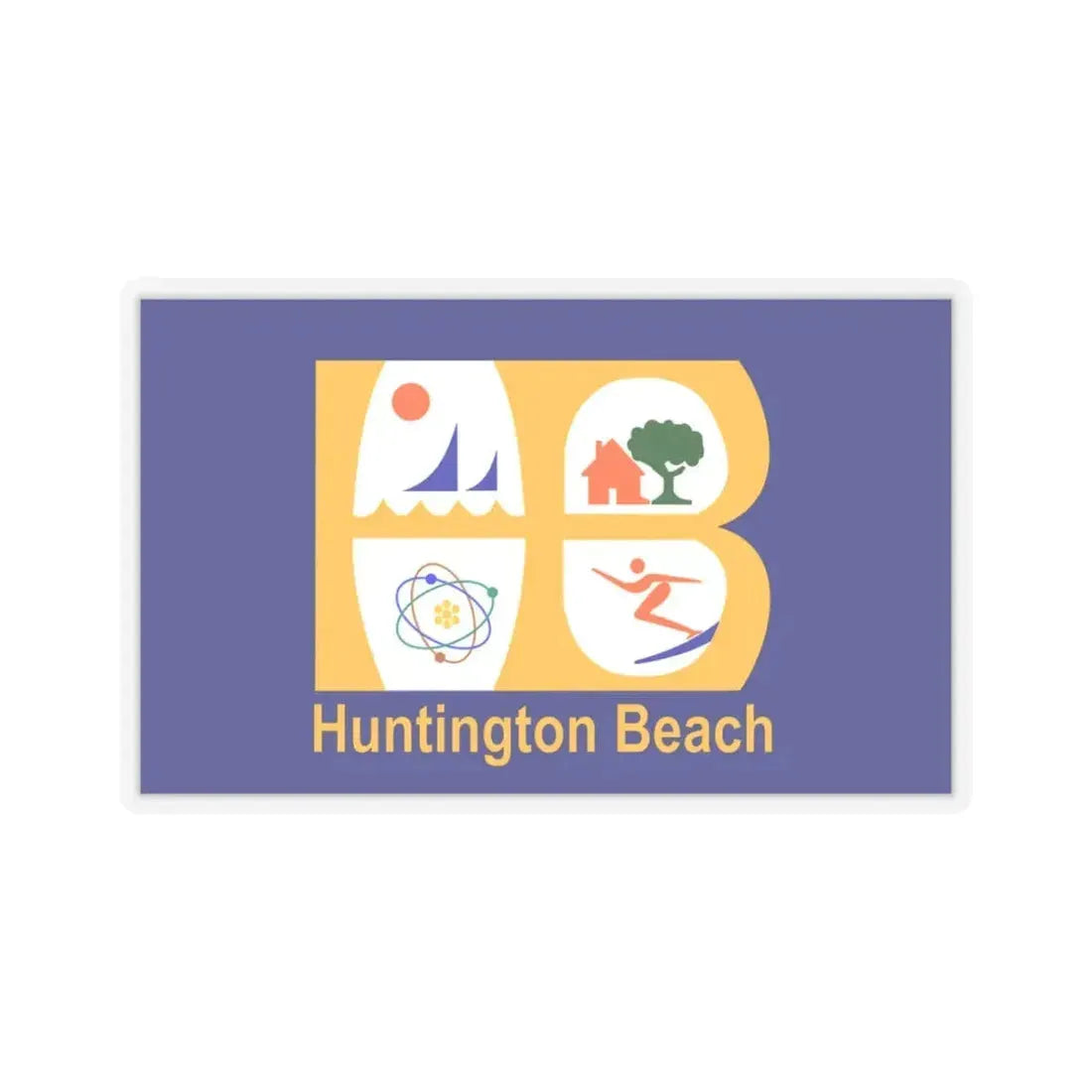 Flag of Huntington Beach, California - STICKER Vinyl Kiss-Cut Decal 3 Inch Transparent - The Sticker Space