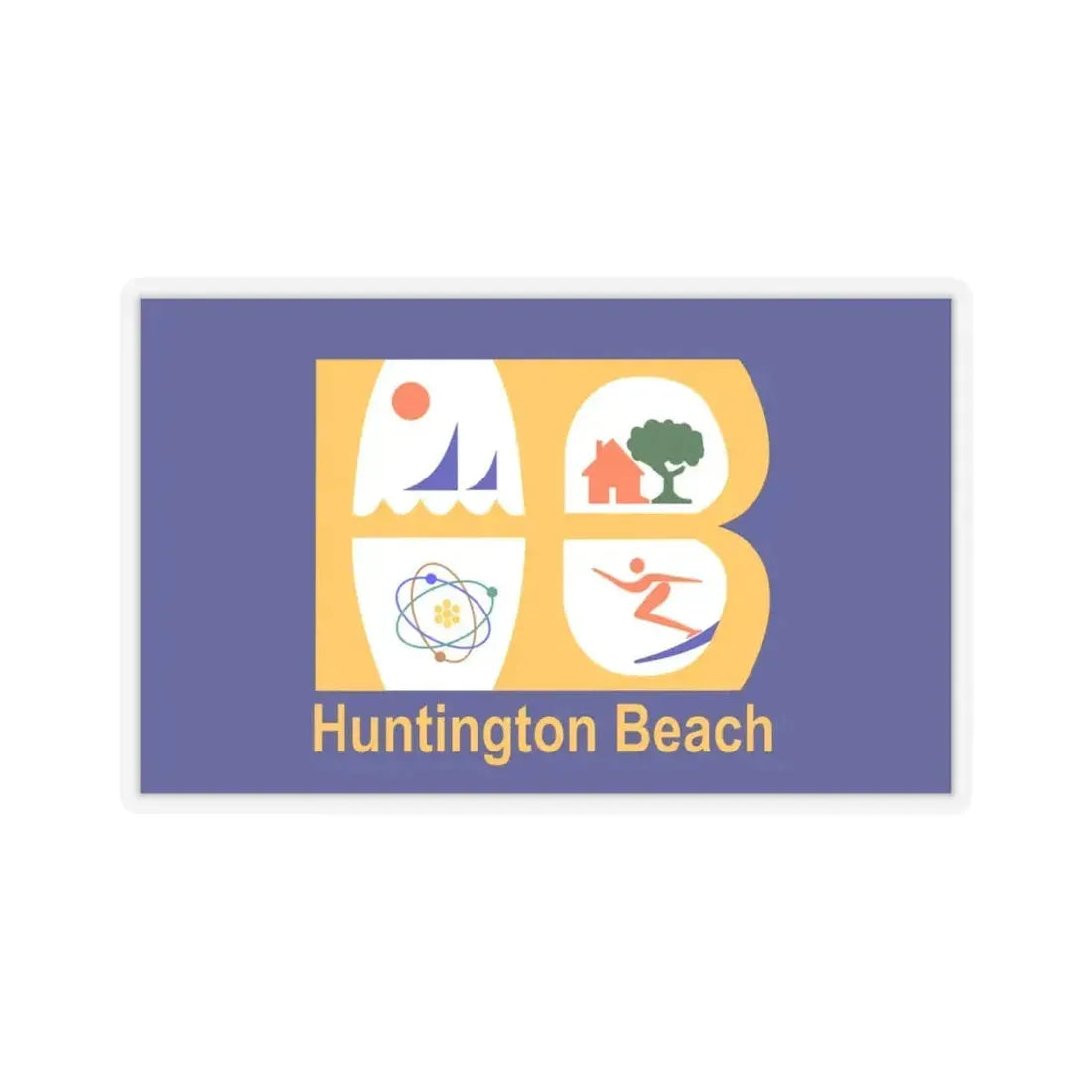 Flag of Huntington Beach, California - STICKER Vinyl Kiss-Cut Decal 4 Inch Transparent - The Sticker Space