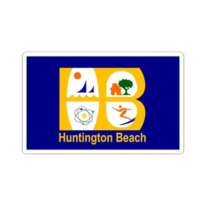 Flag of Huntington Beach California (United States) STICKER Vinyl Kiss-Cut Decal 4 Inch White - The Sticker Space