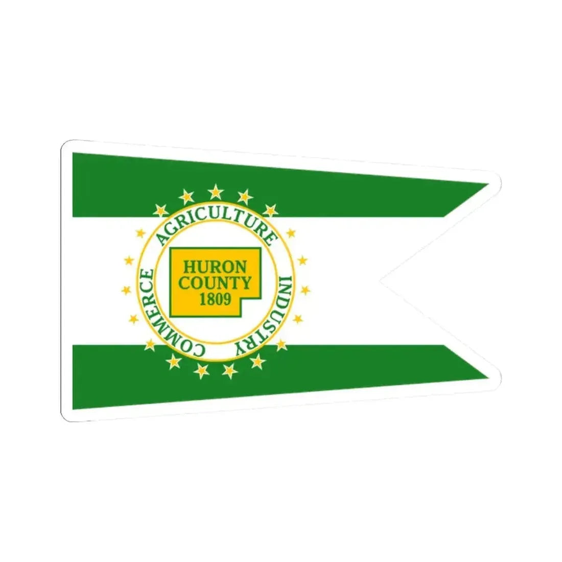 Flag of Huron County Ohio (United States) STICKER Vinyl Kiss-Cut Decal 2 Inch White - The Sticker Space