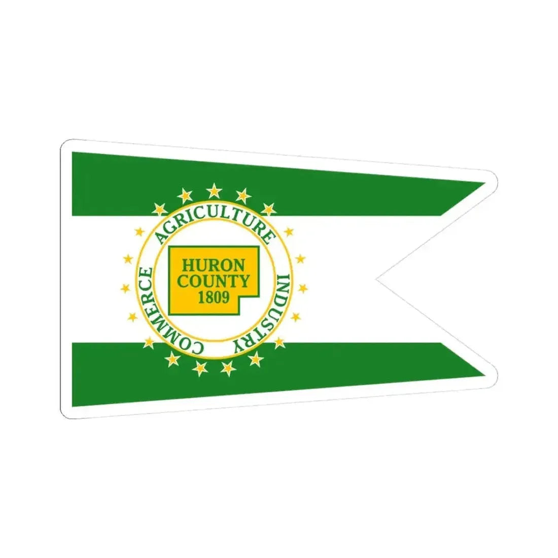 Flag of Huron County Ohio (United States) STICKER Vinyl Kiss-Cut Decal 3 Inch White - The Sticker Space