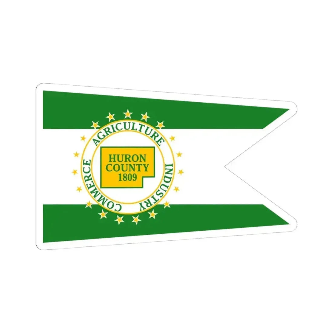 Flag of Huron County Ohio (United States) STICKER Vinyl Kiss-Cut Decal 4 Inch White - The Sticker Space