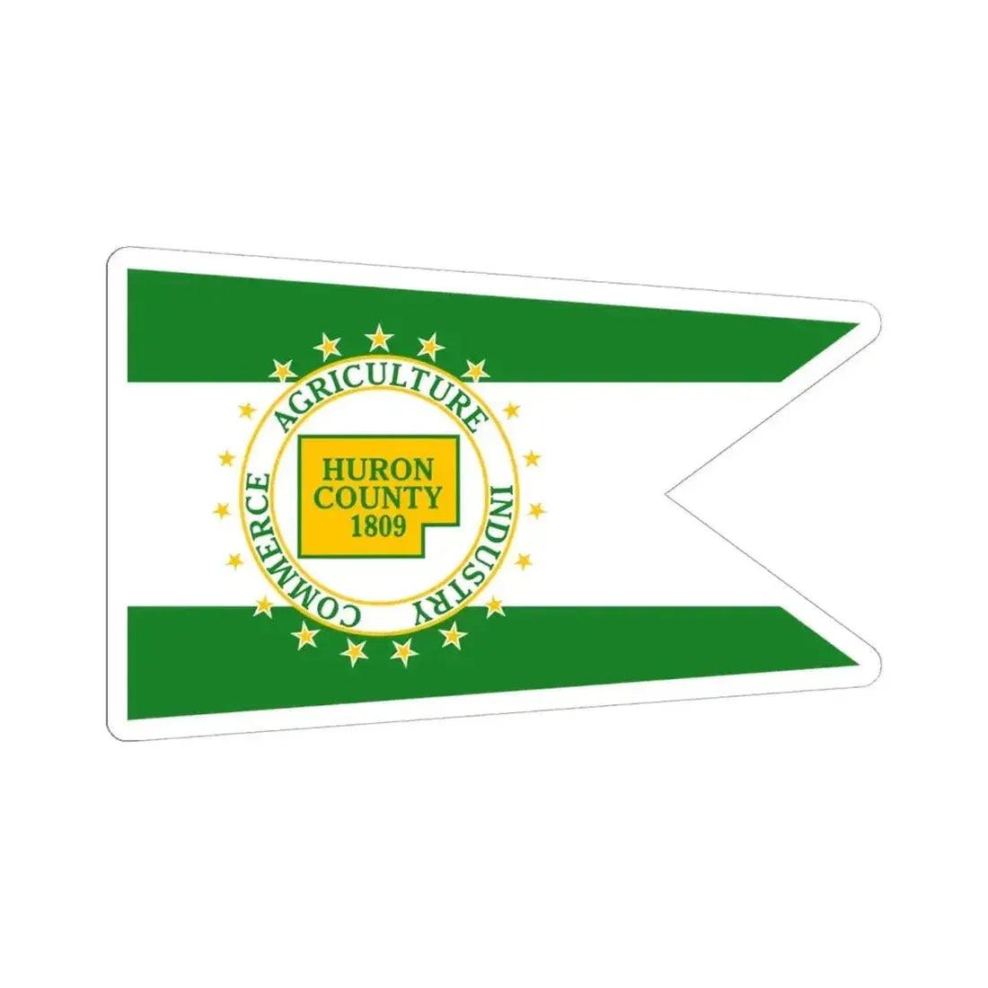 Flag of Huron County Ohio (United States) STICKER Vinyl Kiss-Cut Decal 6 Inch White - The Sticker Space